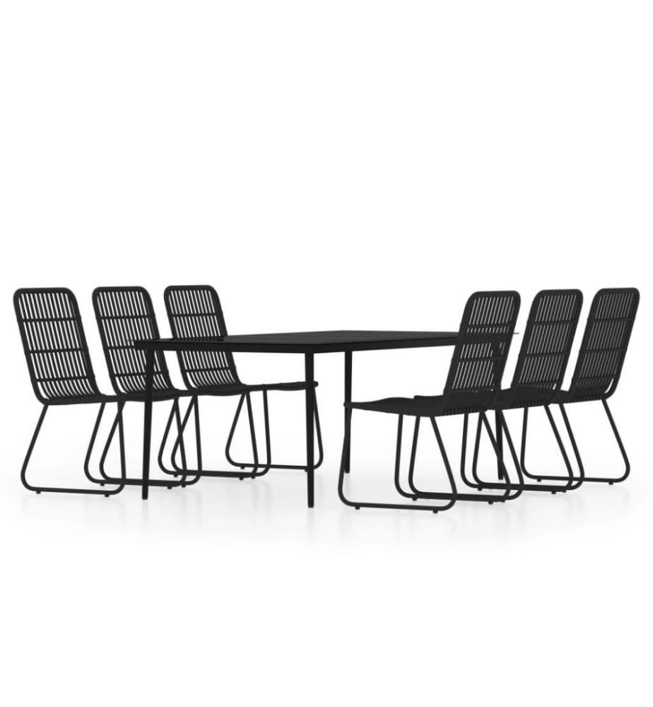 Ensemble de salle à manger de jardin 7 pcs Noir