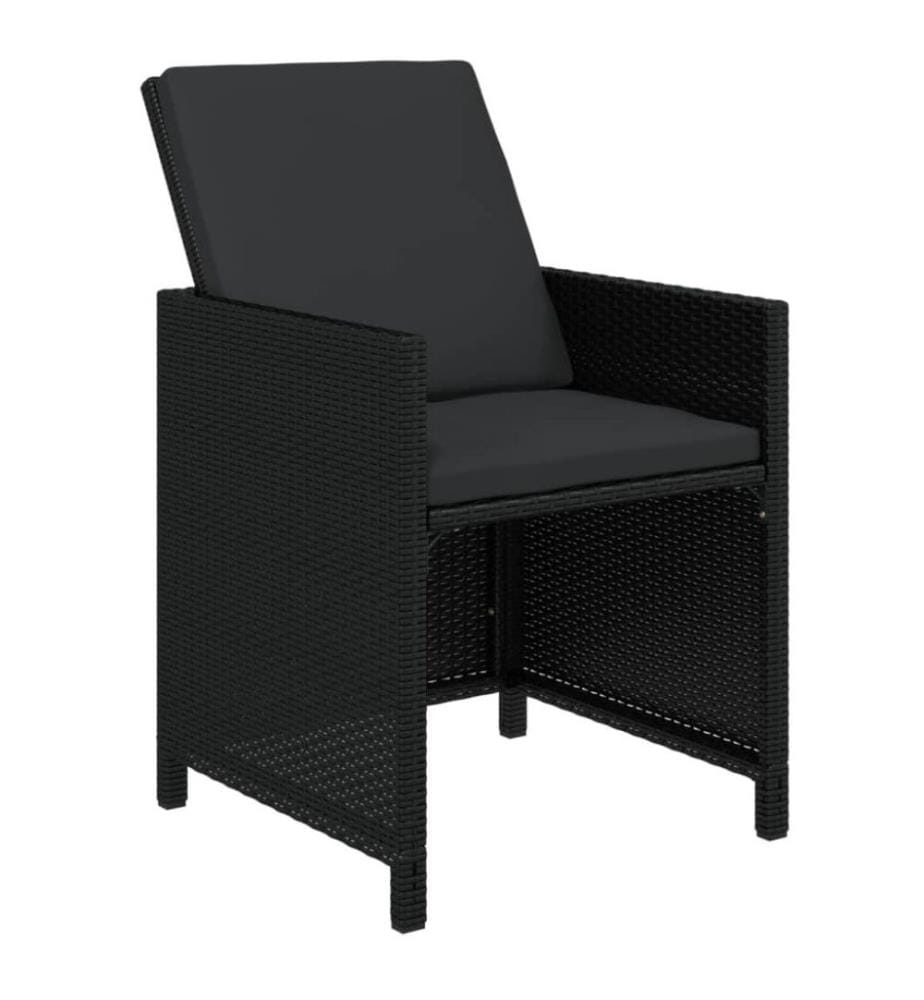 19-tlg. Garten-Essgruppe mit Kissen Poly Rattan Schwarz