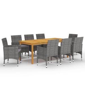 Ensemble de salle à manger de jardin 9 pcs Gris
