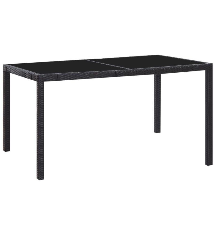 7-tlg. Garten-Essgruppe Poly Rattan Schwarz