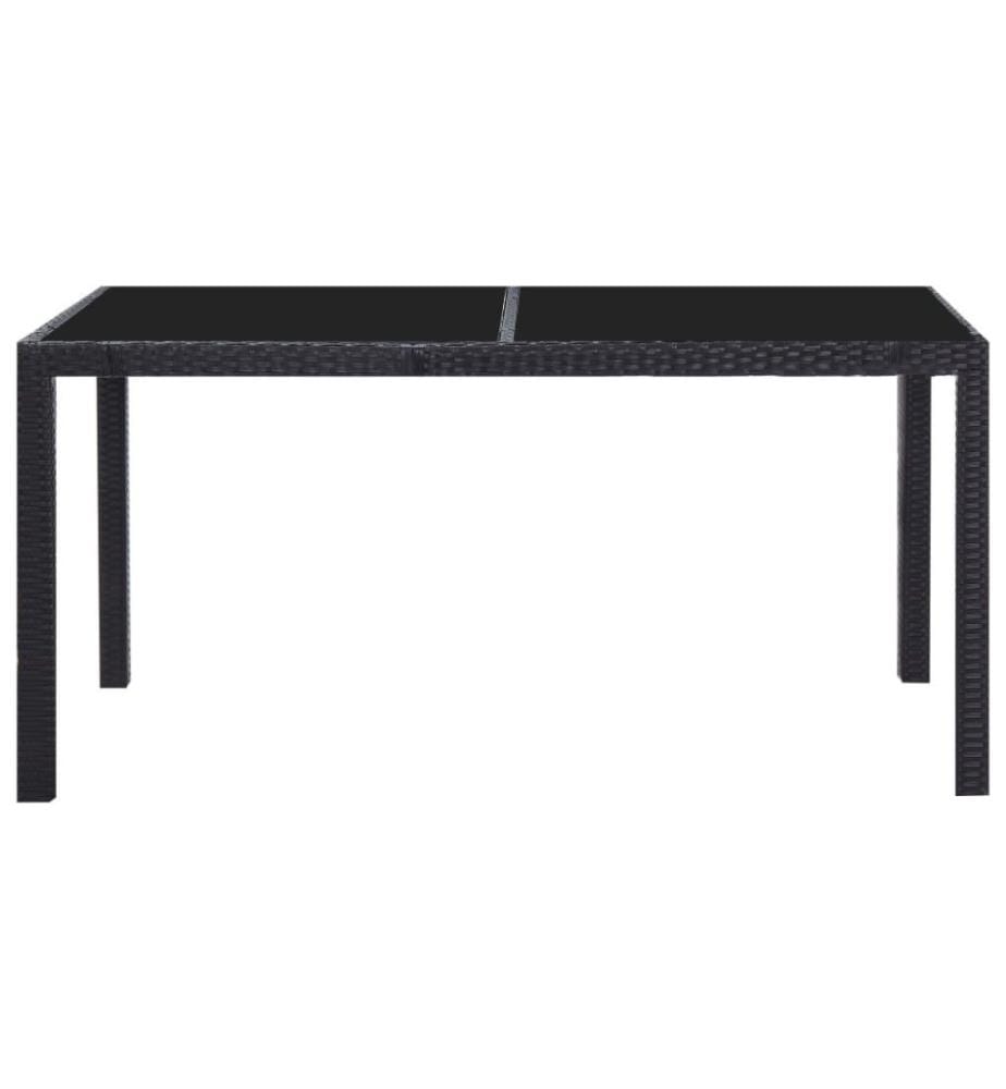 7-tlg. Garten-Essgruppe Poly Rattan Schwarz