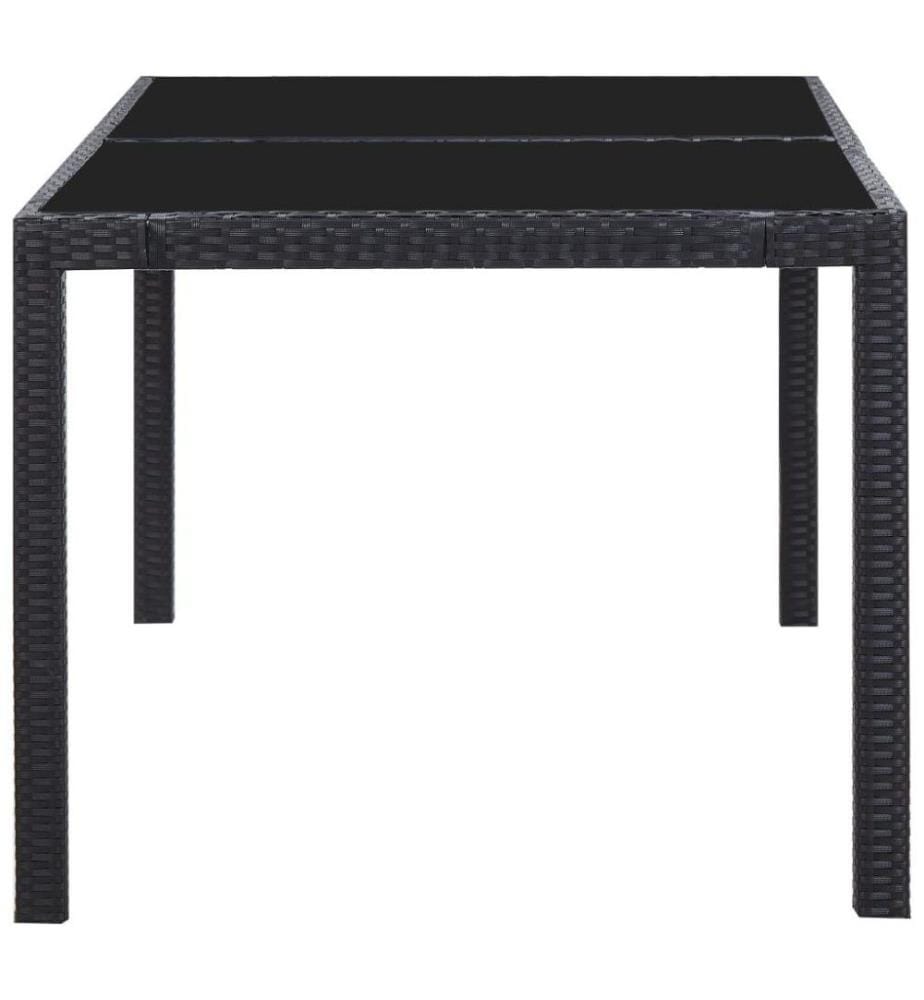 7-tlg. Garten-Essgruppe Poly Rattan Schwarz