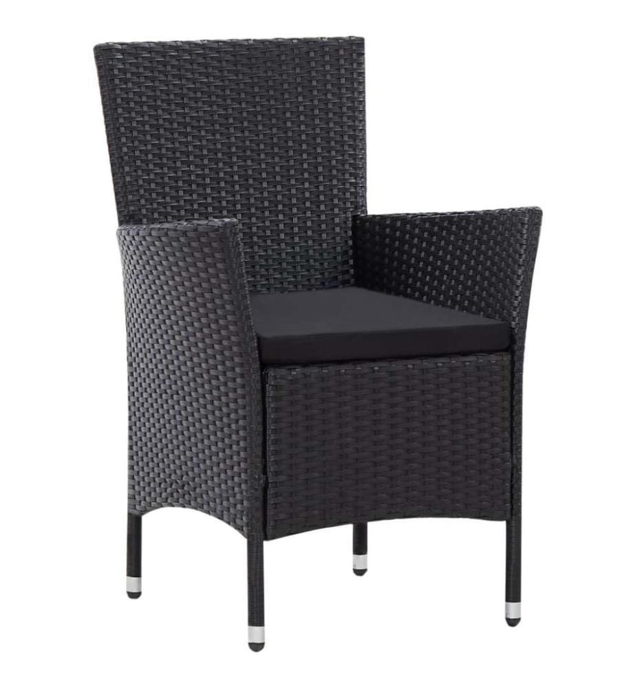 7-tlg. Garten-Essgruppe Poly Rattan Schwarz