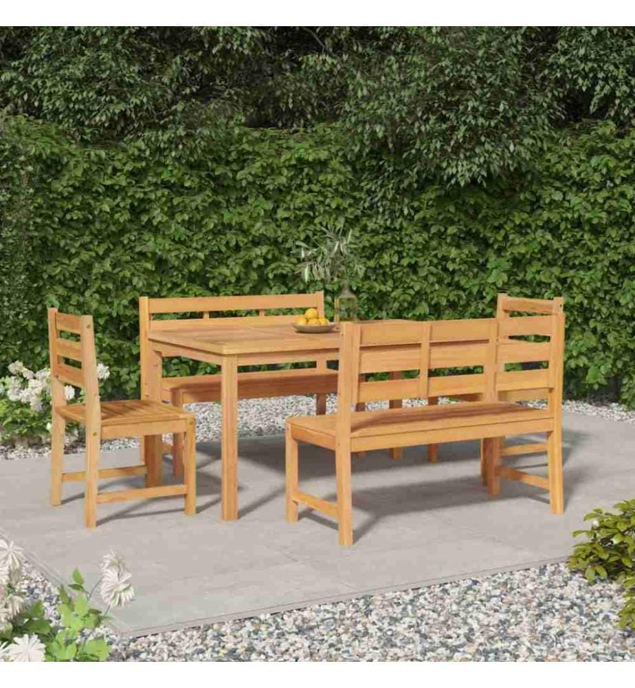 5-tlg. Garten-Essgruppe Massivholz Teak