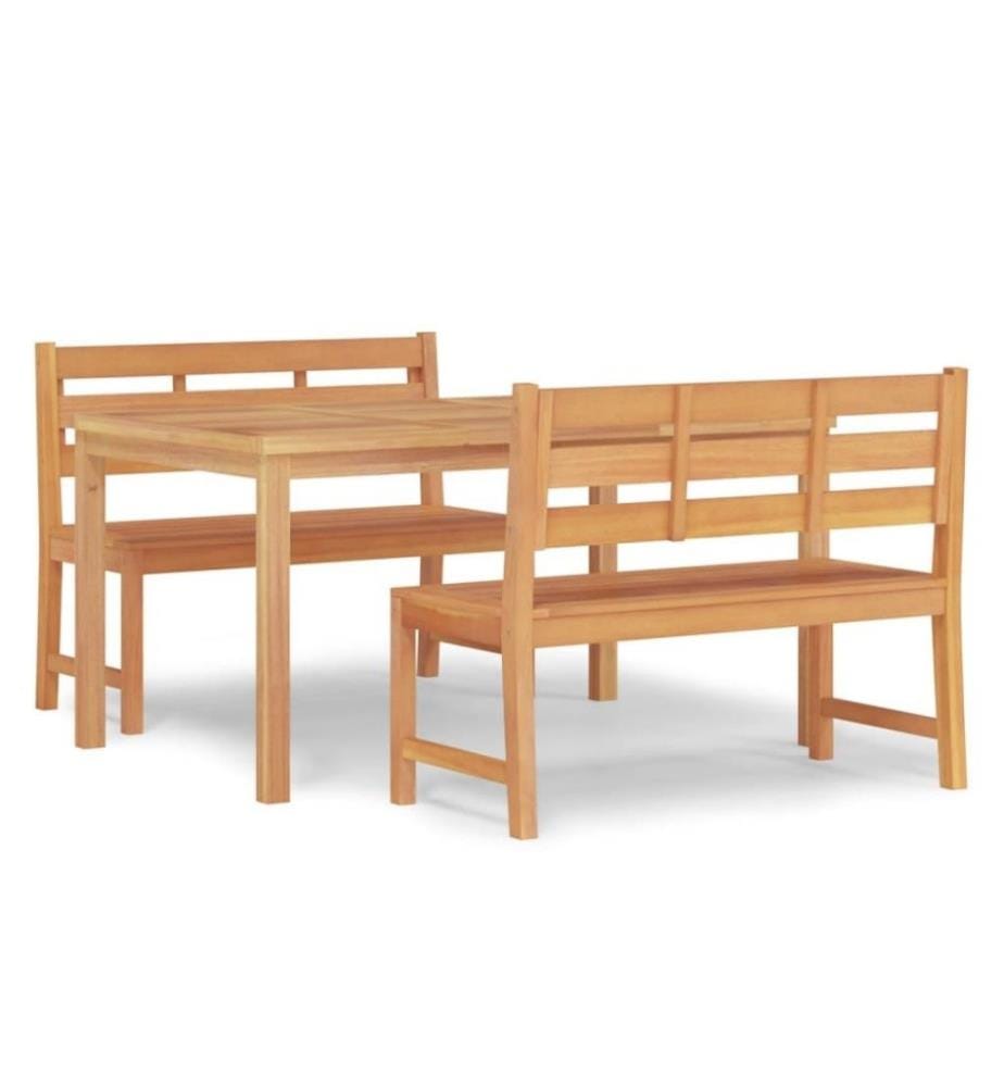 Ensemble à dîner de jardin 3 pcs Bois de teck massif