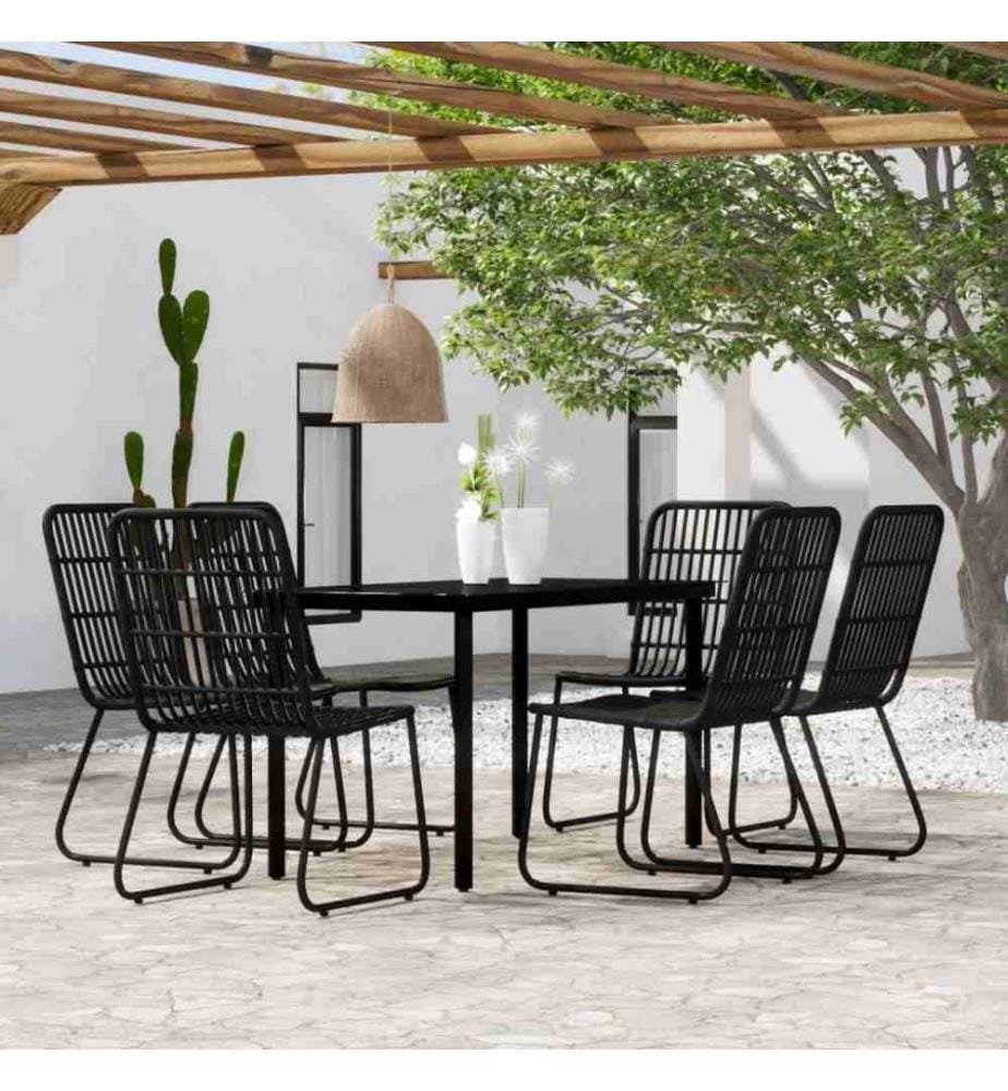 Ensemble de salle à manger de jardin 7 pcs Noir