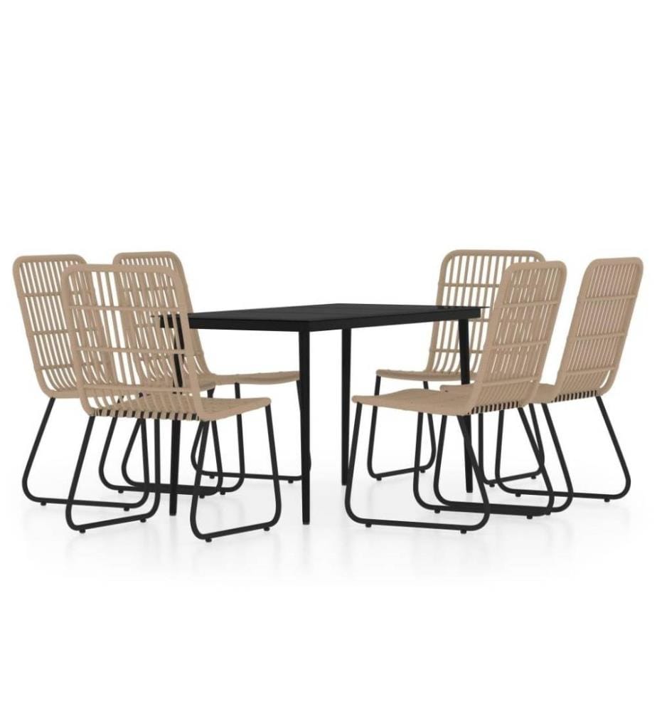 7-tlg. Garten-Essgruppe Eichen-Optik