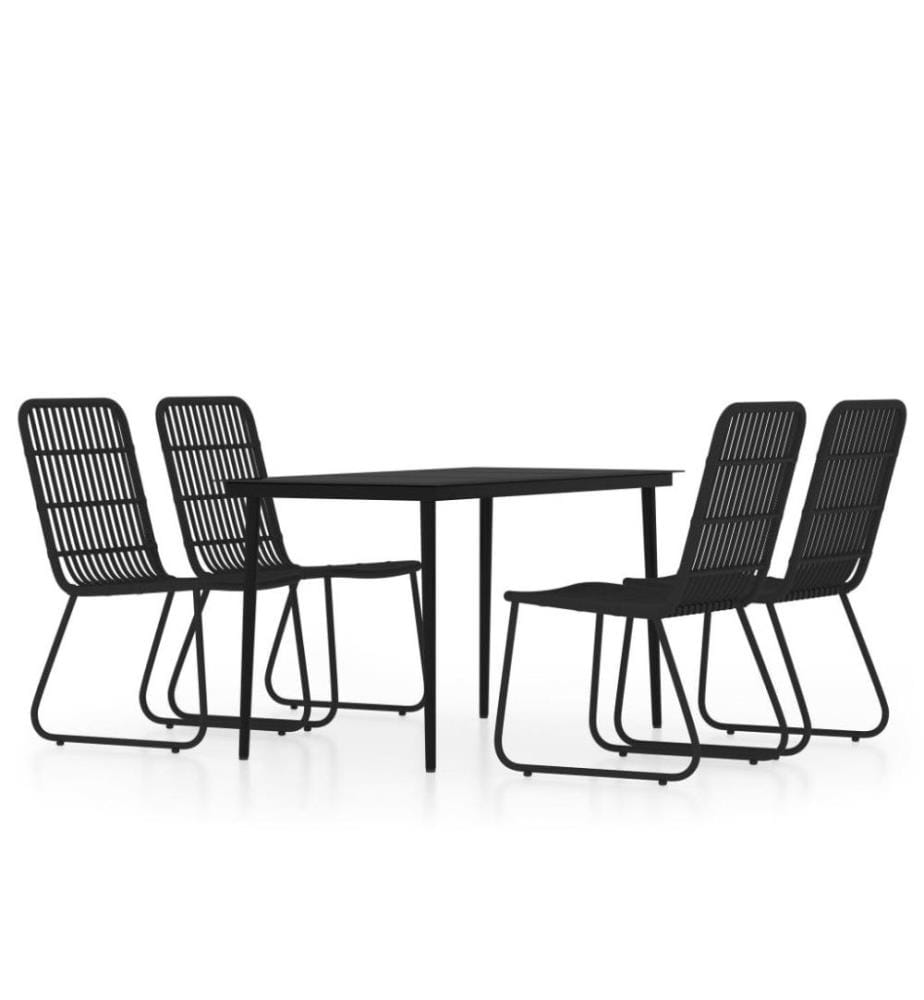 Ensemble de salle à manger de jardin 5 pcs Noir