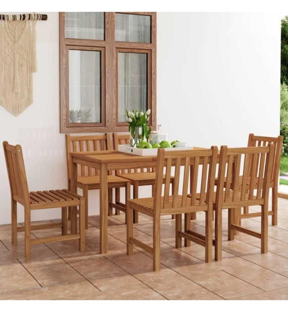 7-tlg. Garten-Essgruppe Teak Massivholz