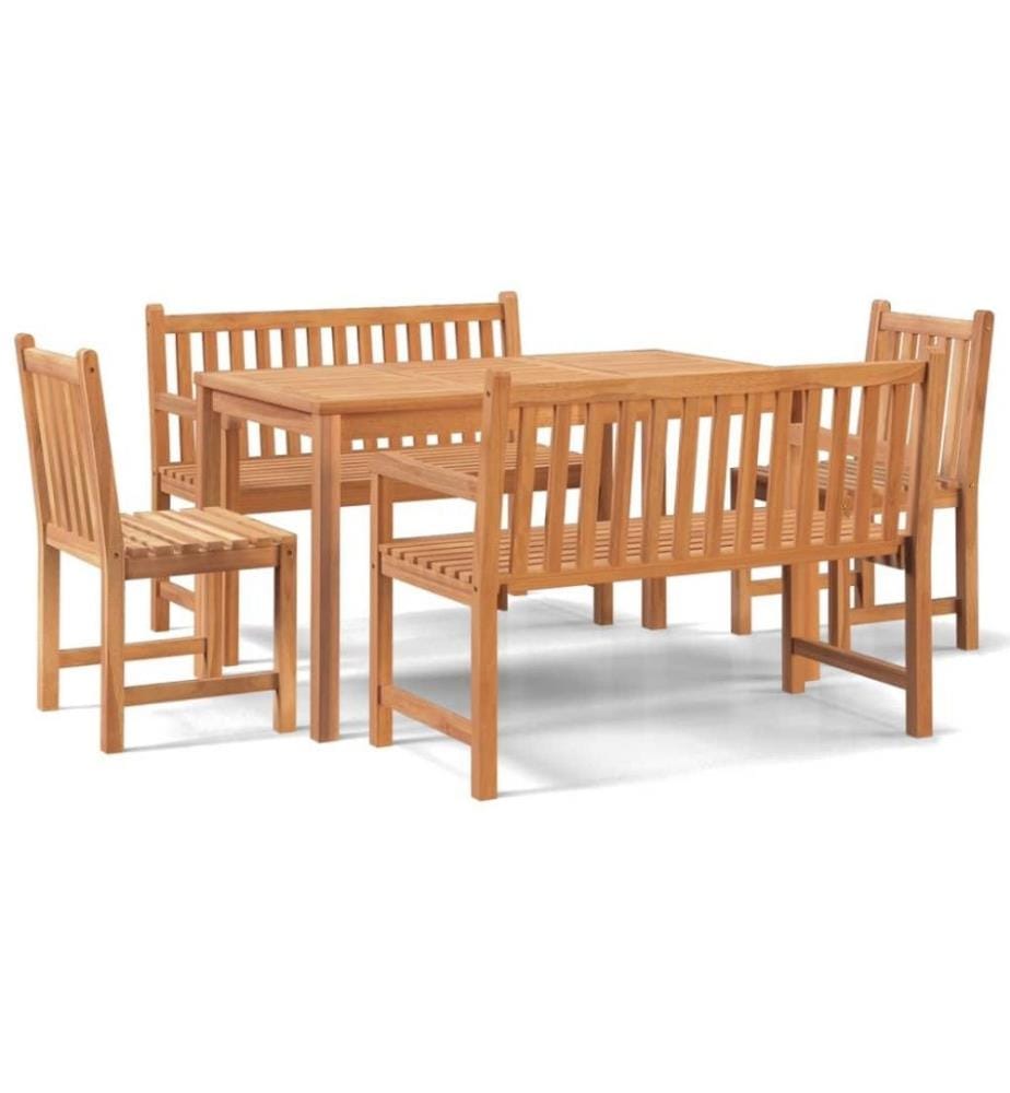 5-tlg. Garten-Essgruppe Massivholz Teak
