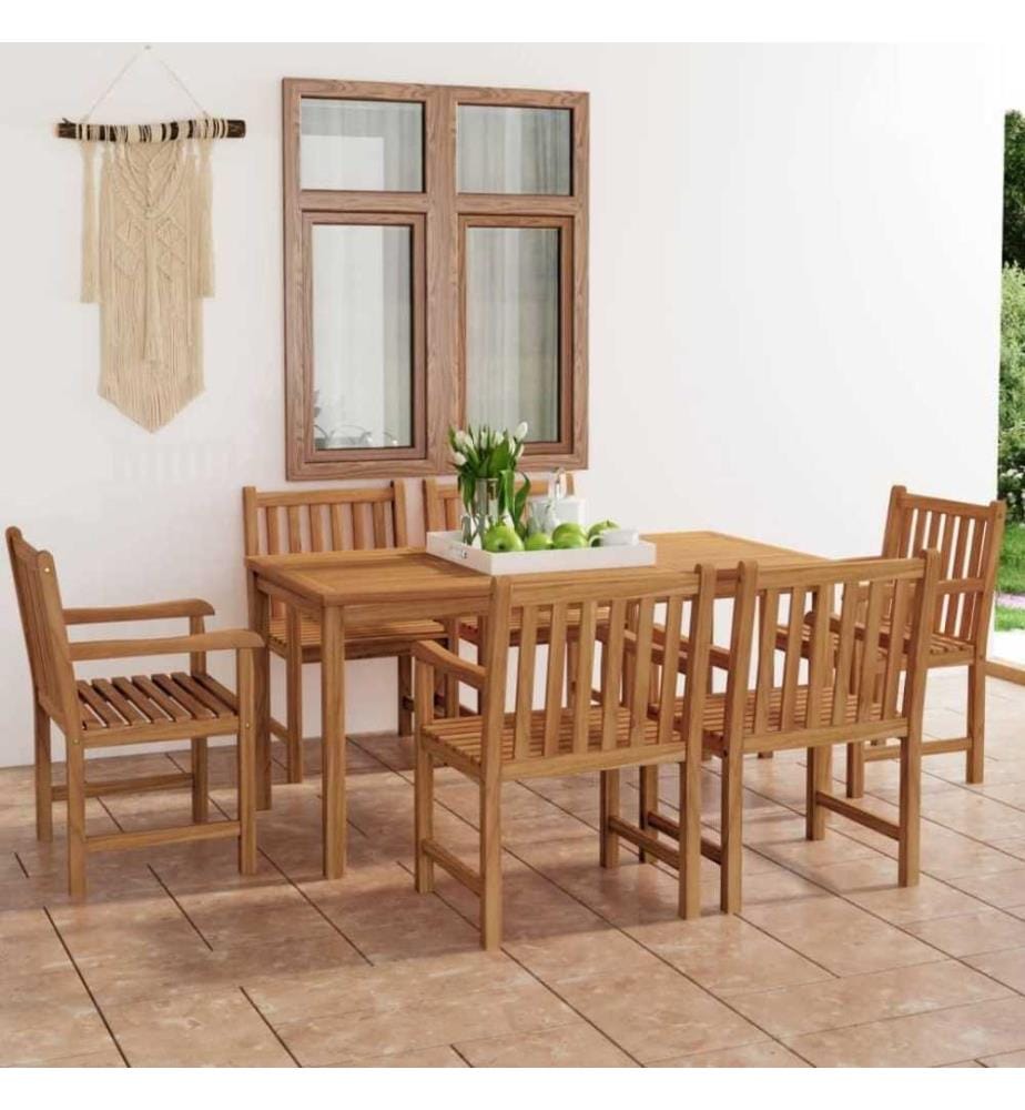 7-tlg. Garten-Essgruppe Teak Massivholz