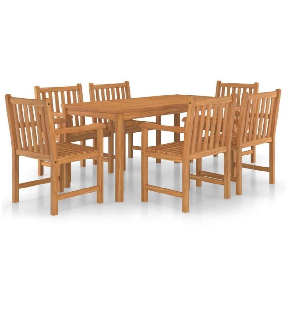 7-tlg. Garten-Essgruppe Teak Massivholz