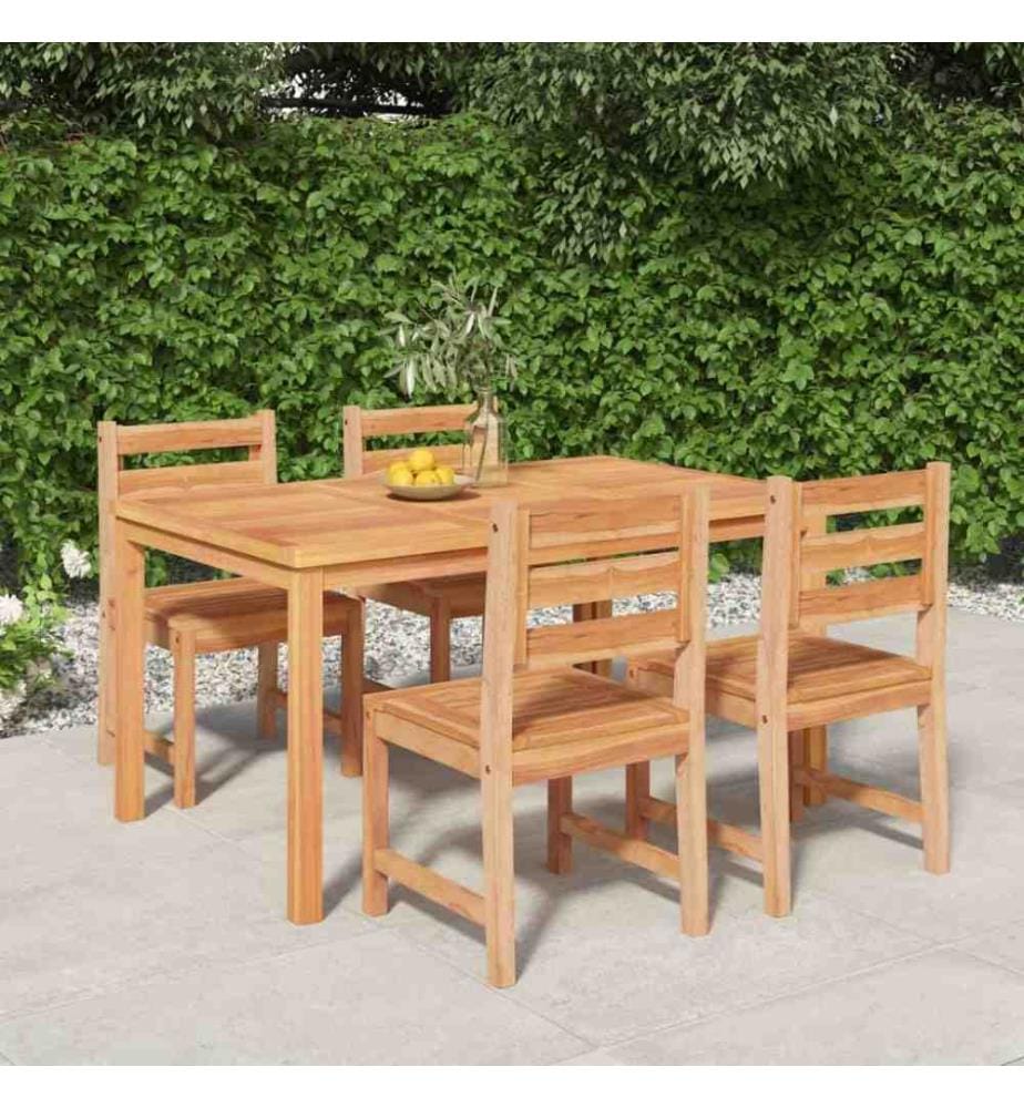 5-tlg. Garten-Essgruppe Massivholz Teak
