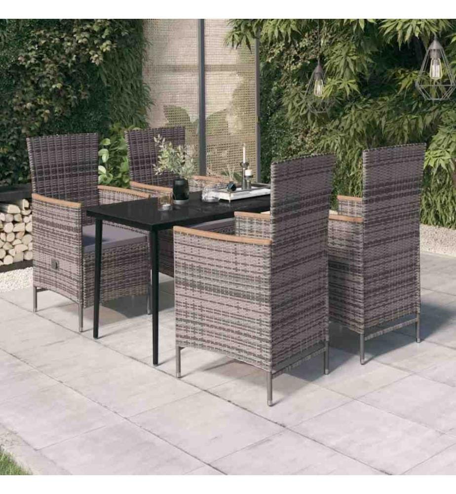 5-tlg. Garten-Essgruppe mit Kissen Grau