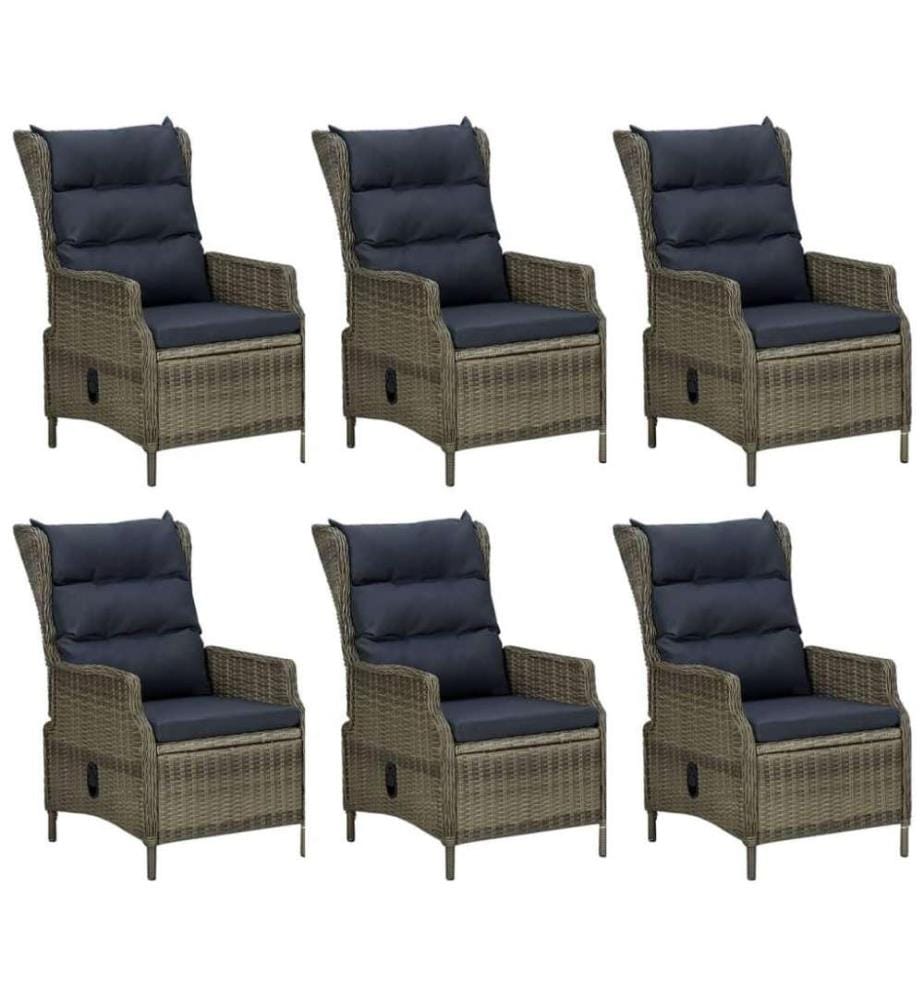7-tlg. Garten-Essgruppe Braun Poly Rattan