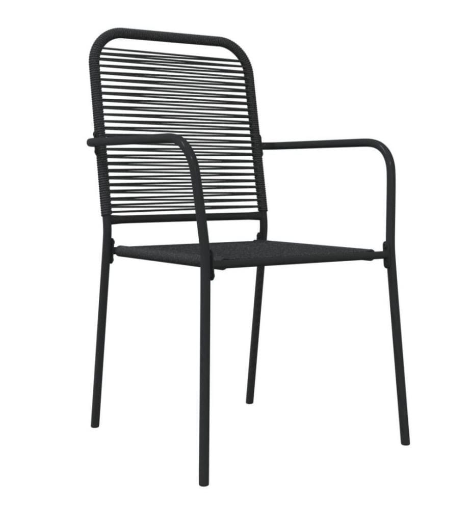 Ensemble à dîner de jardin 7 pcs Noir Corde de coton et acier