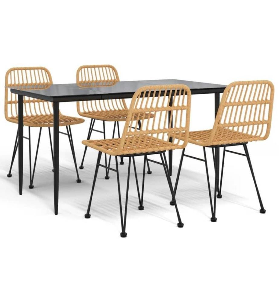 5-tlg. Garten-Essgruppe Poly Rattan