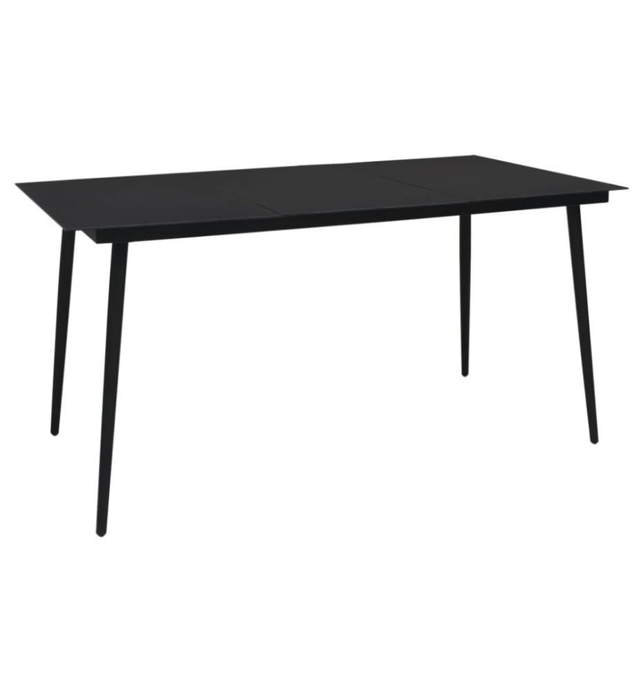 Ensemble à dîner d'extérieur 7 pcs Rotin PVC Noir