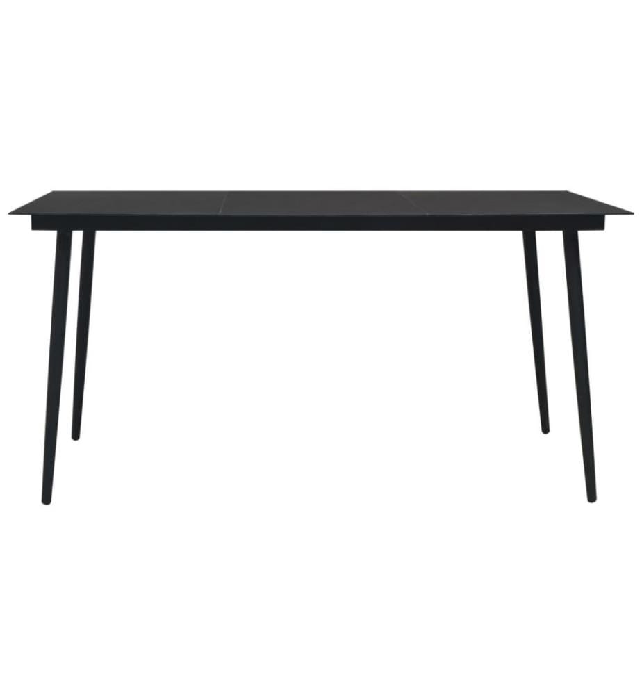 Ensemble à dîner d'extérieur 7 pcs Rotin PVC Noir