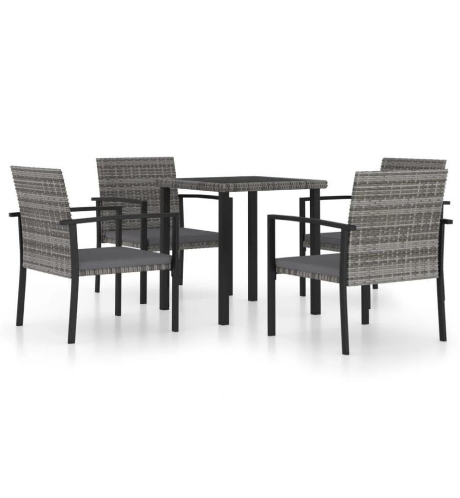 5-tlg. Garten-Essgruppe Poly Rattan Grau