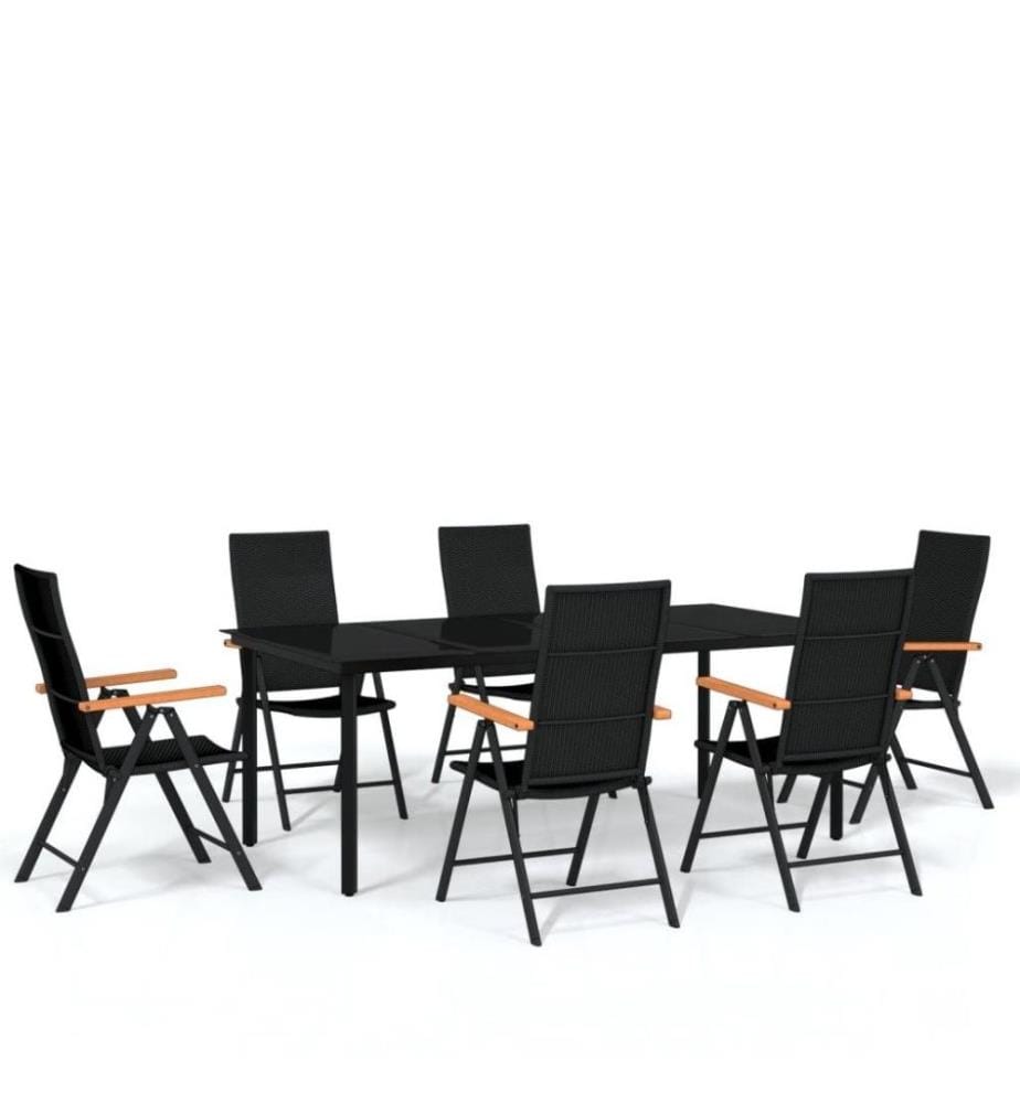 7-tlg. Garten-Essgruppe Schwarz