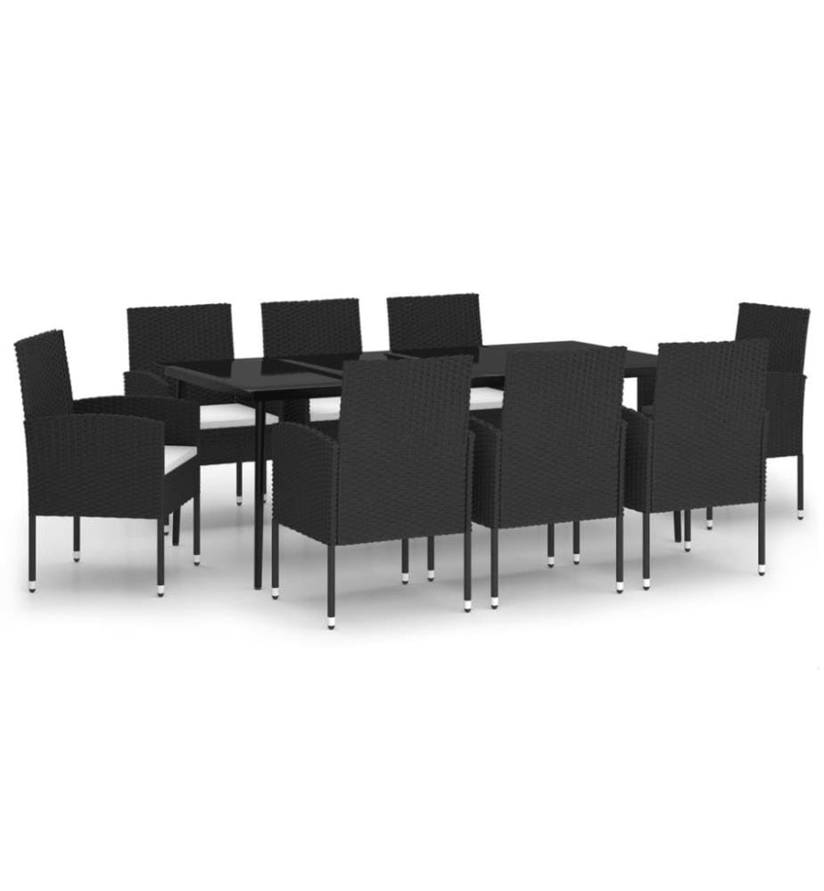 Ensemble de salle à manger de jardin 9 pcs Noir