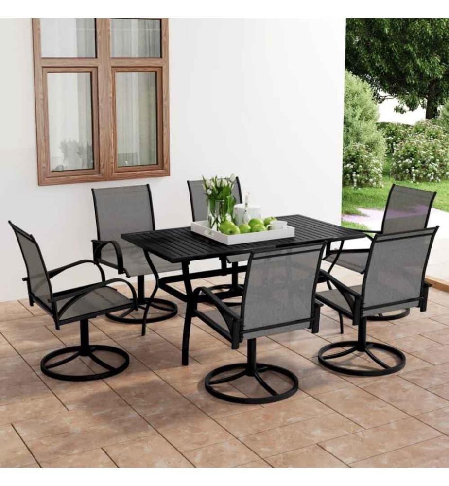 Ensemble à dîner de jardin 7 pcs Textilène et acier