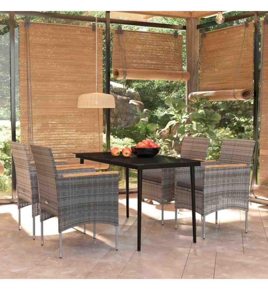 5-tlg. Garten-Essgruppe mit Kissen Grau und Schwarz