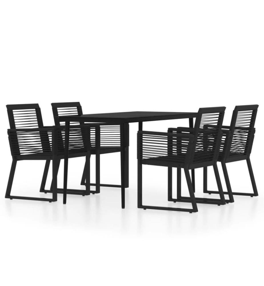 Ensemble de salle à manger de jardin 5 pcs Noir