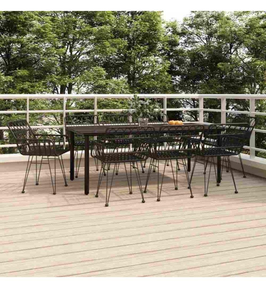 9-tlg. Garten-Essgruppe Schwarz Poly Rattan