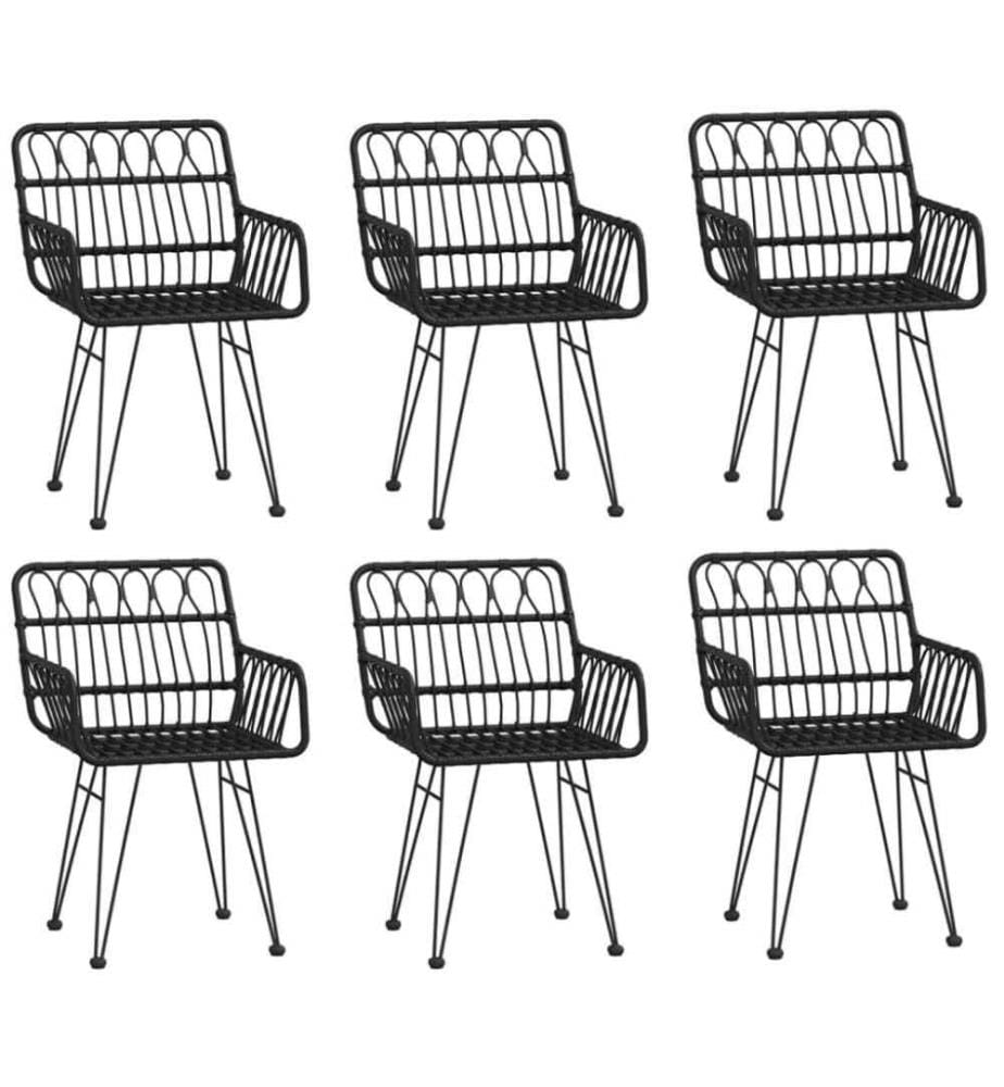 7-tlg. Garten-Essgruppe Schwarz Poly Rattan