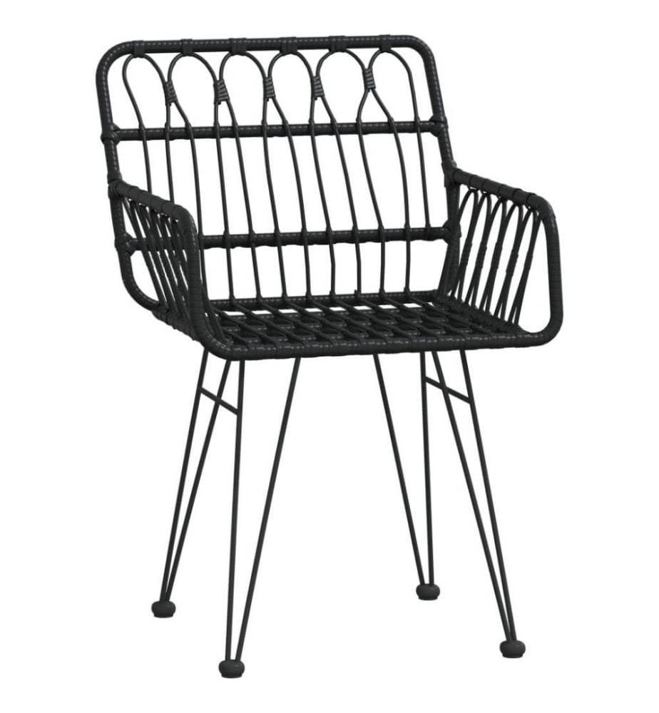 7-tlg. Garten-Essgruppe Schwarz Poly Rattan