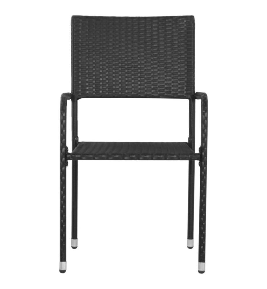 7-tlg. Garten-Essgruppe Poly Rattan Schwarz