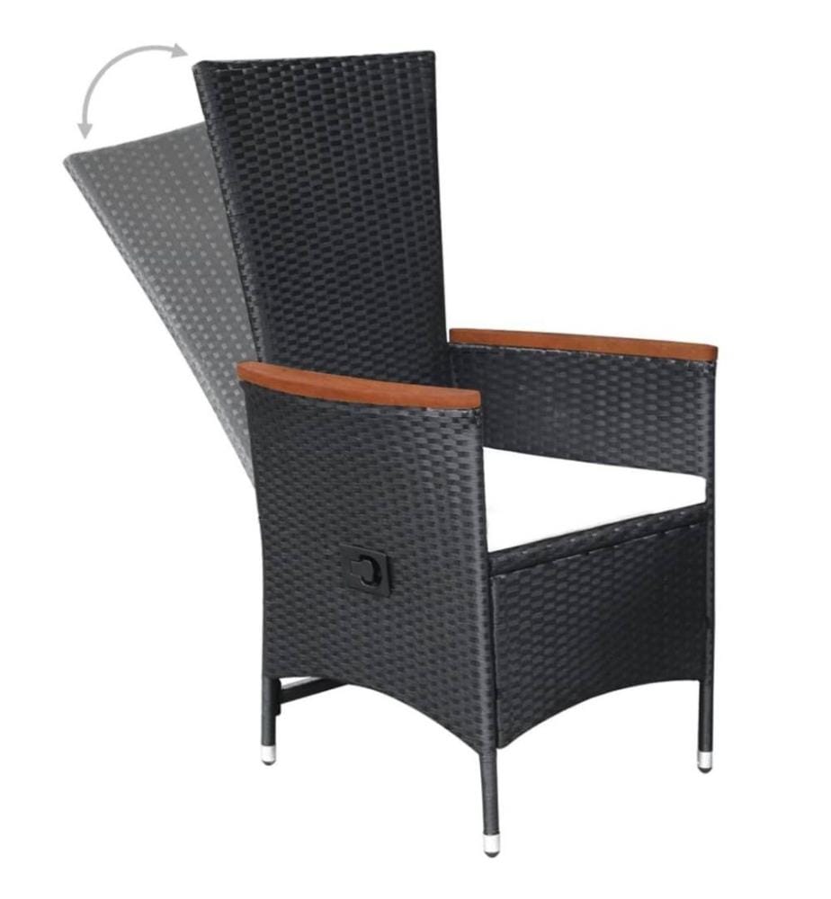 7-tlg. Garten-Essgruppe Poly Rattan Schwarz