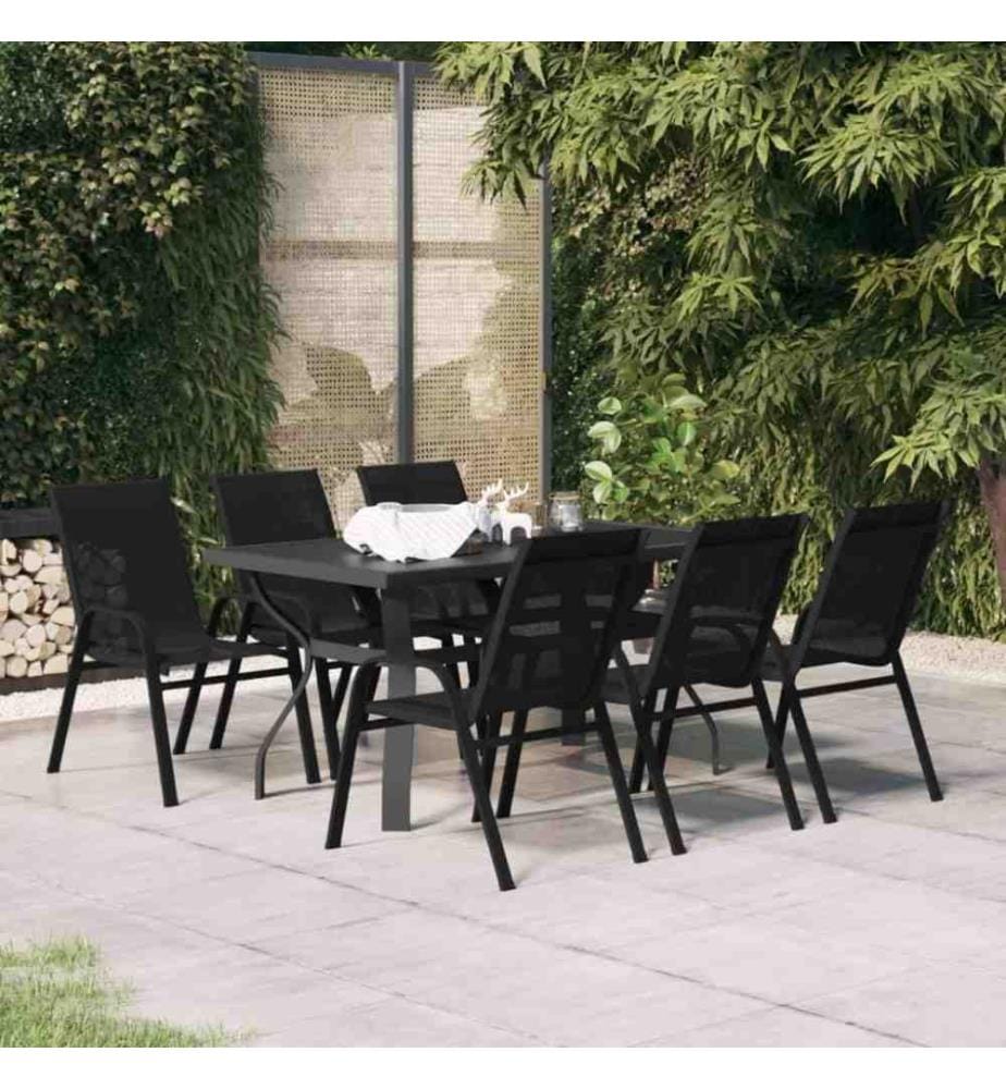 Ensemble de salle à manger de jardin 7 pcs Noir