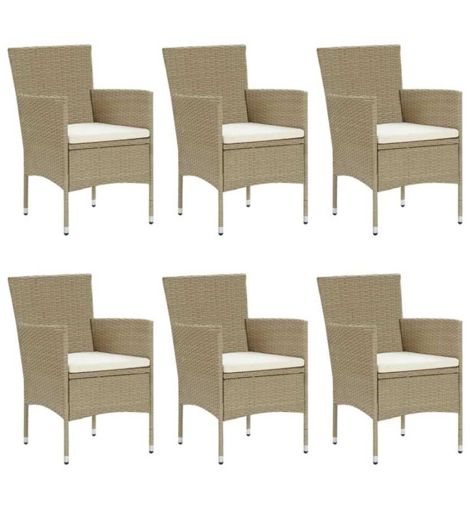 7-tlg. Garten-Essgruppe Poly Rattan Beige