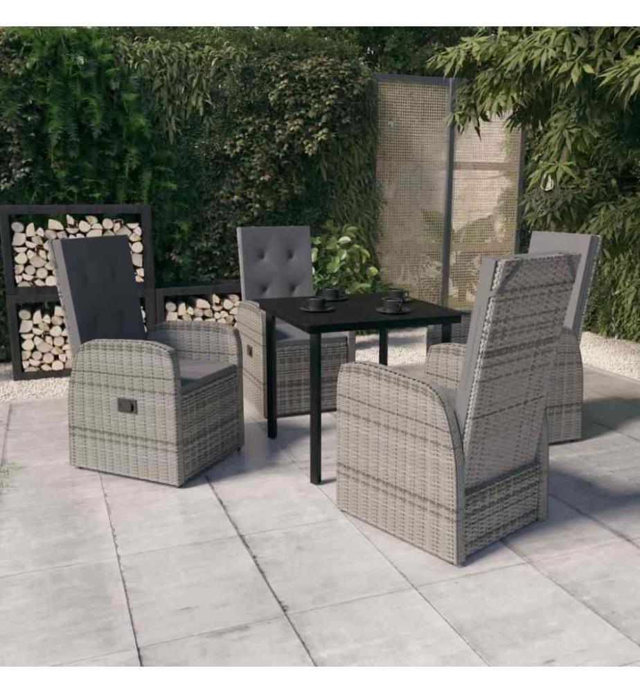 5-tlg. Garten-Essgruppe mit Kissen Grau