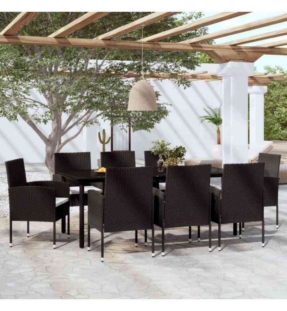 9-tlg. Garten-Essgruppe Schwarz