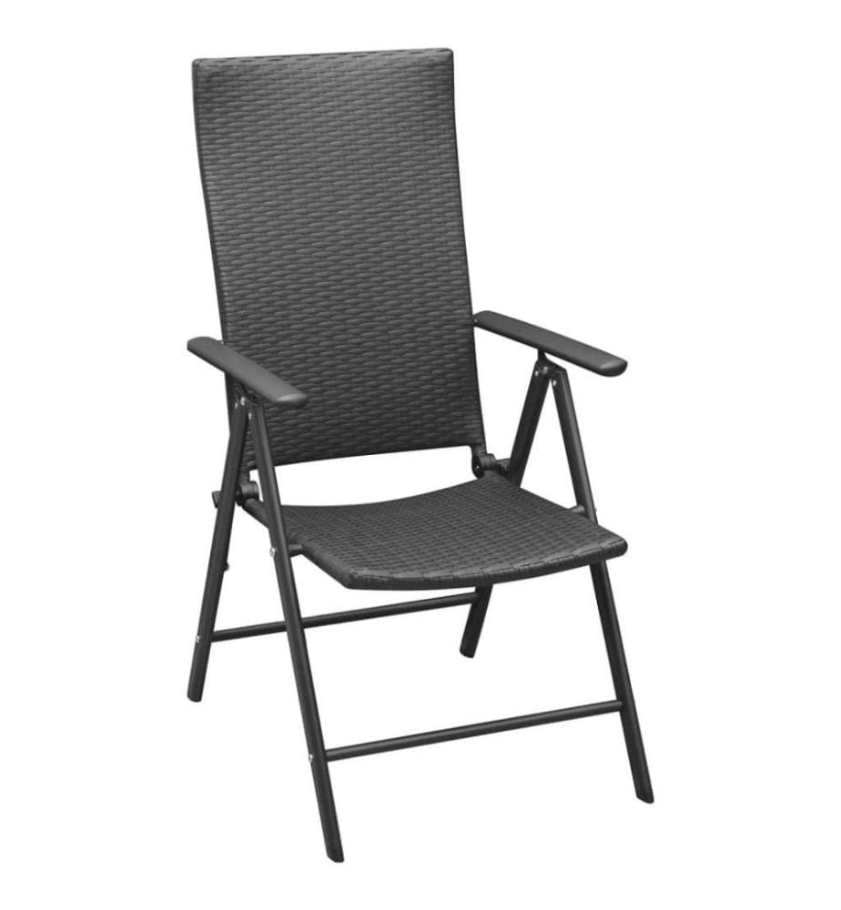 7-tlg. Garten-Essgruppe Schwarz Poly Rattan