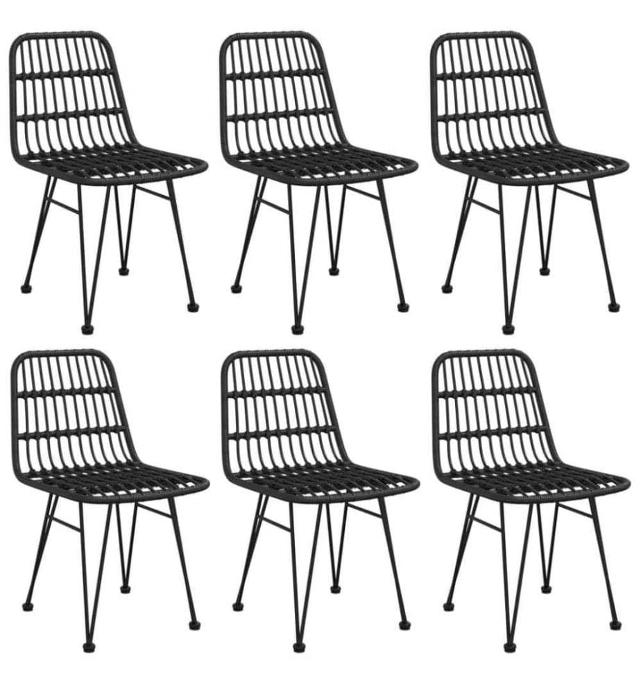 7-tlg. Garten-Essgruppe Schwarz Poly Rattan