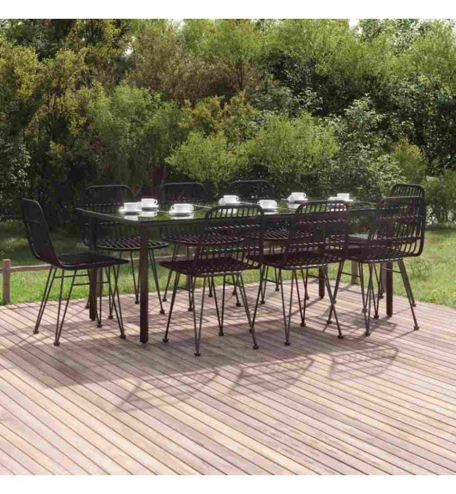 9-tlg. Garten-Essgruppe Schwarz Poly Rattan