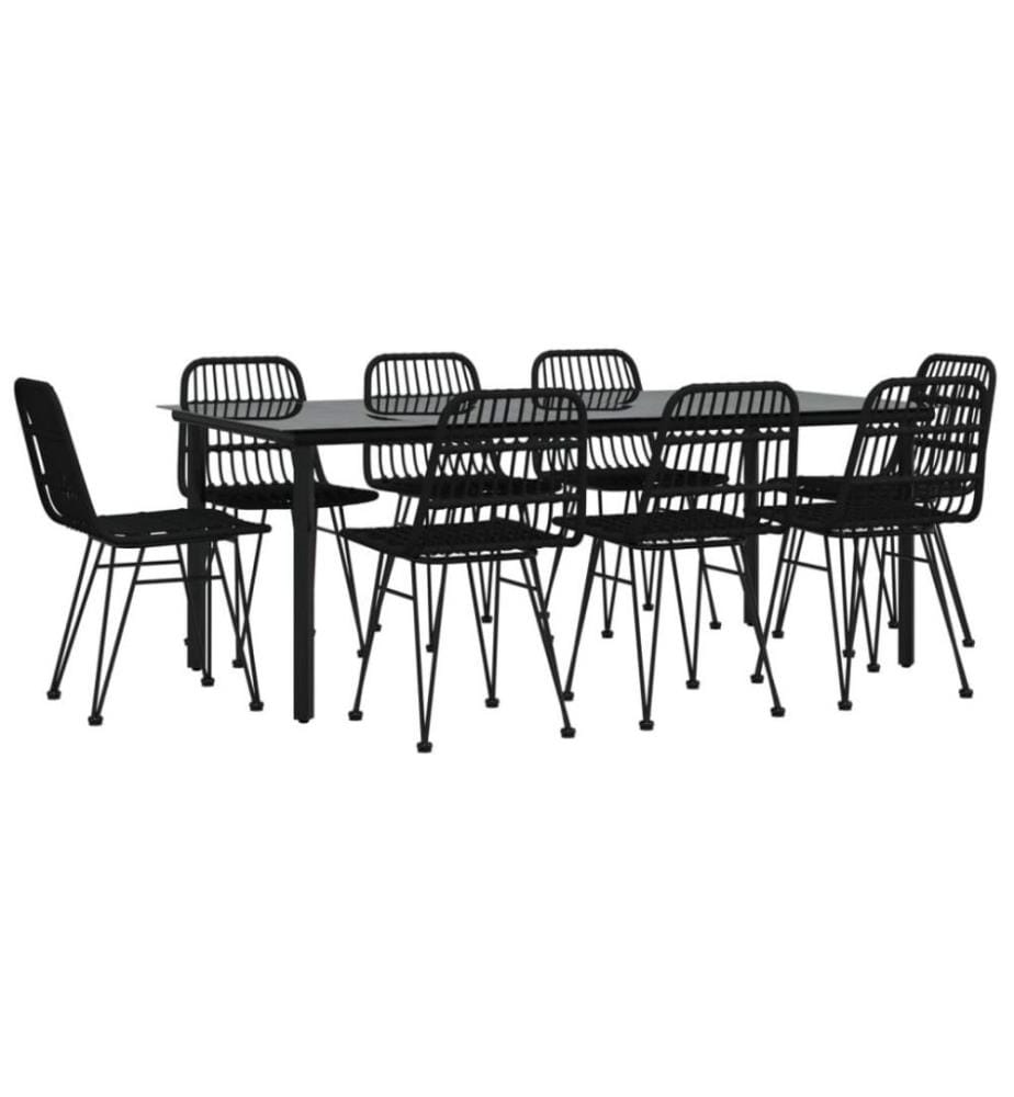 9-tlg. Garten-Essgruppe Schwarz Poly Rattan