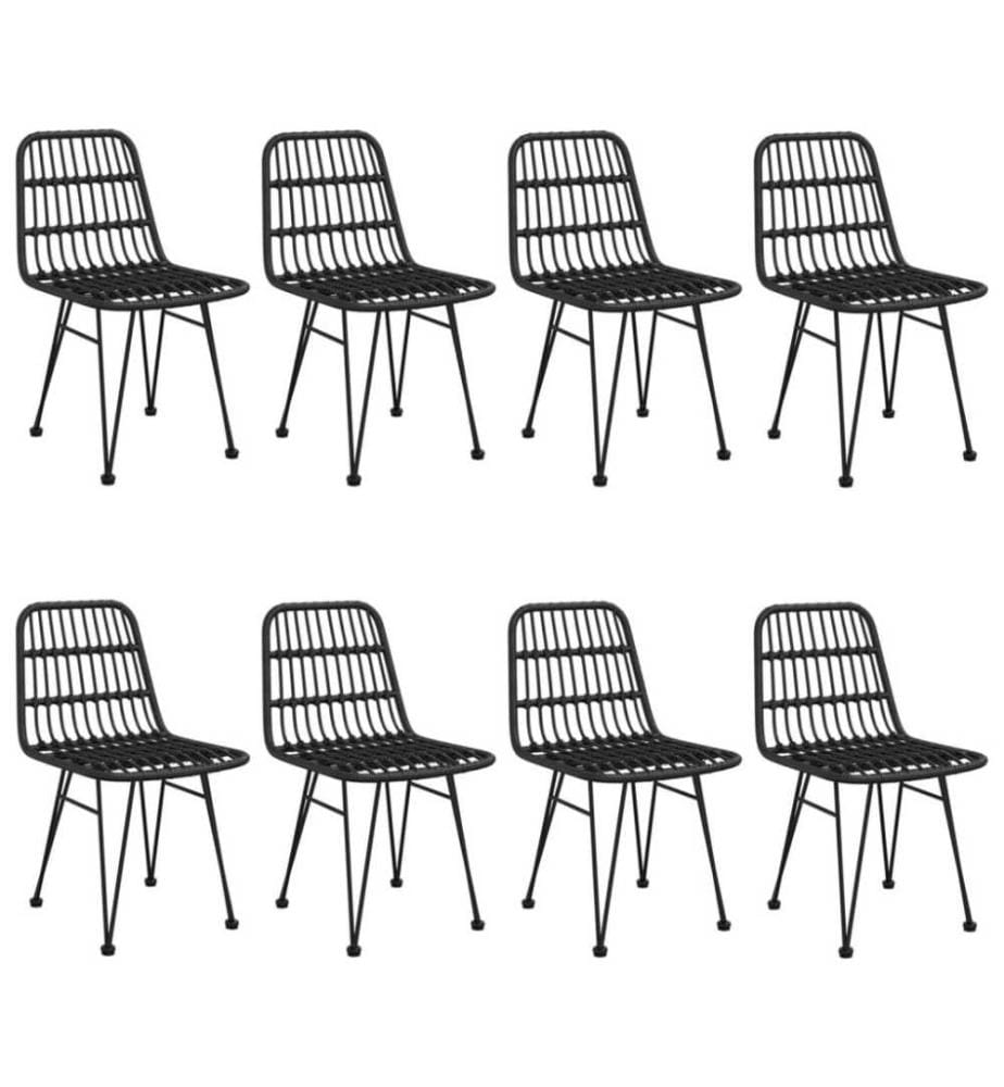 9-tlg. Garten-Essgruppe Schwarz Poly Rattan