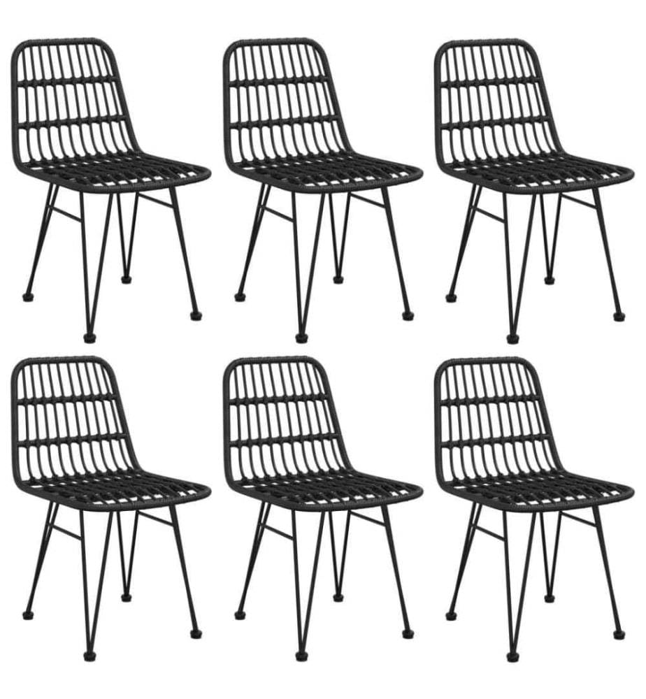 7-tlg. Garten-Essgruppe Schwarz Poly Rattan