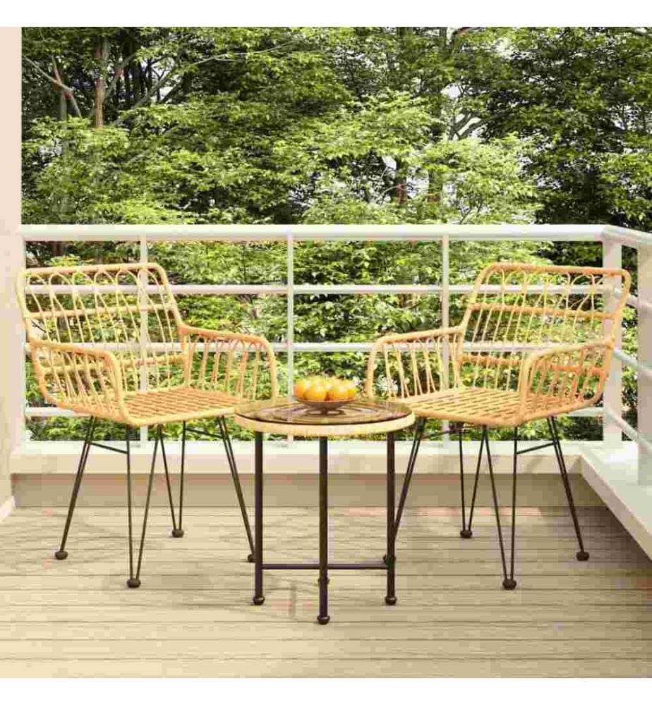 3-tlg. Garten-Essgruppe Poly Rattan