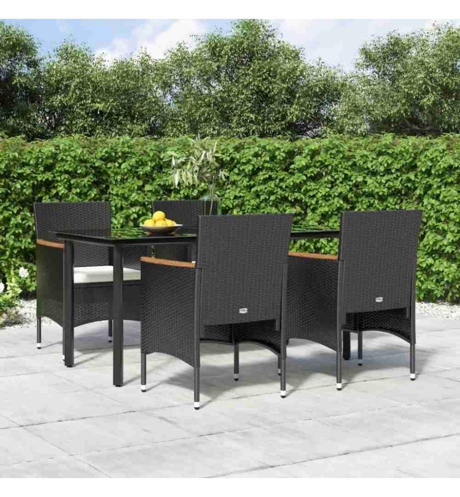5-tlg. Garten-Essgruppe mit Kissen Schwarz