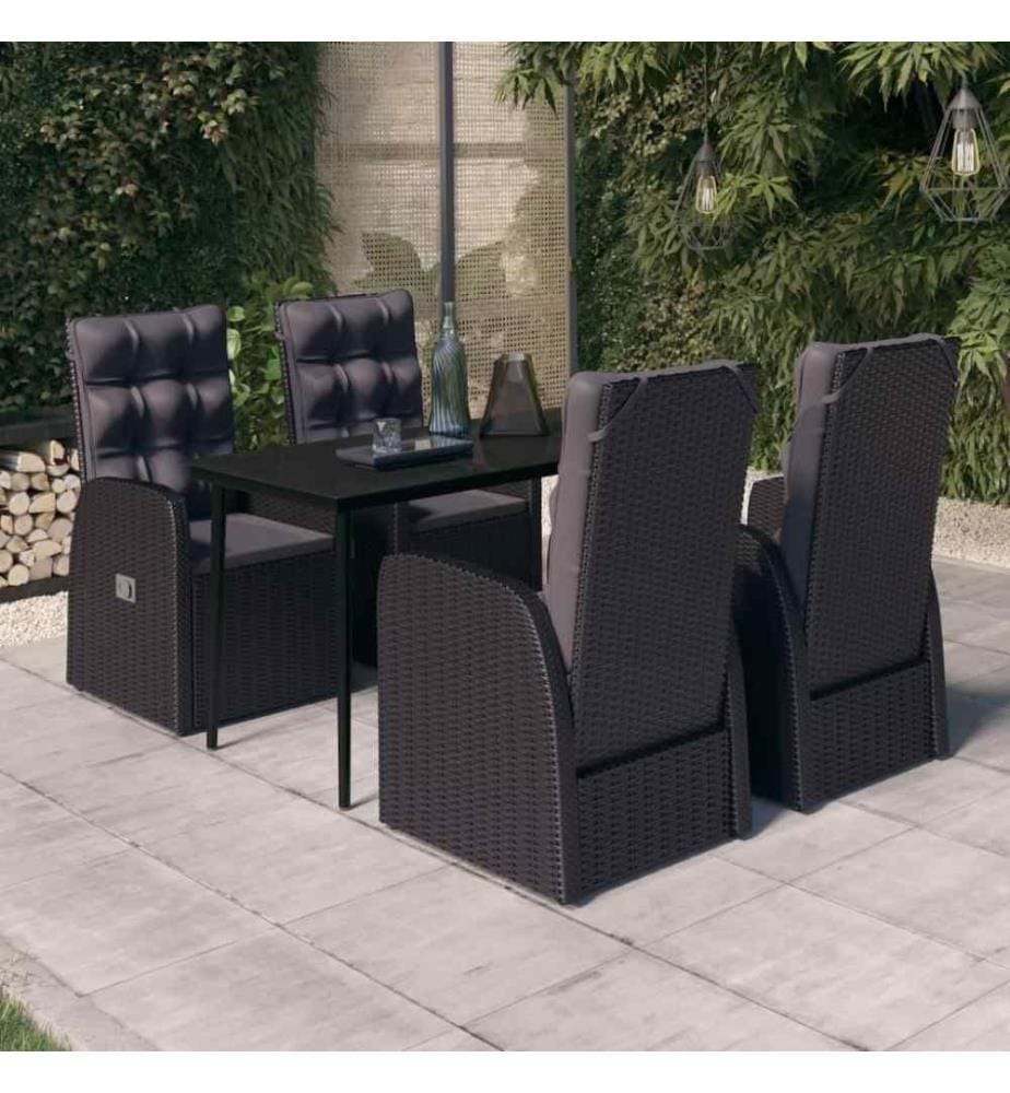 5-tlg. Garten-Essgruppe mit Kissen Schwarz
