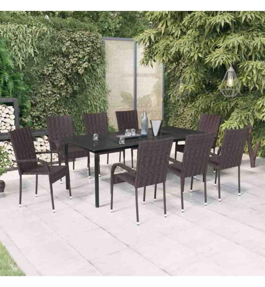 9-tlg. Garten-Essgruppe Braun und Schwarz