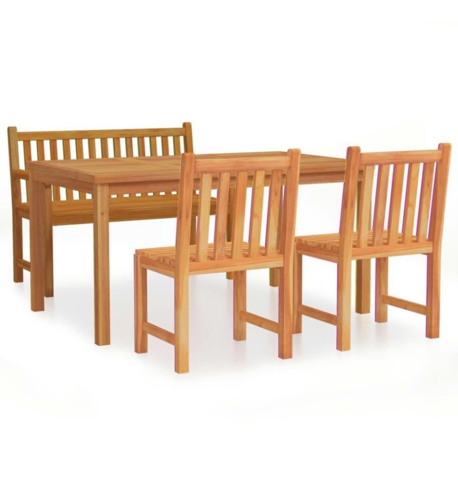 Ensemble à dîner de jardin 4 pcs Bois de teck massif