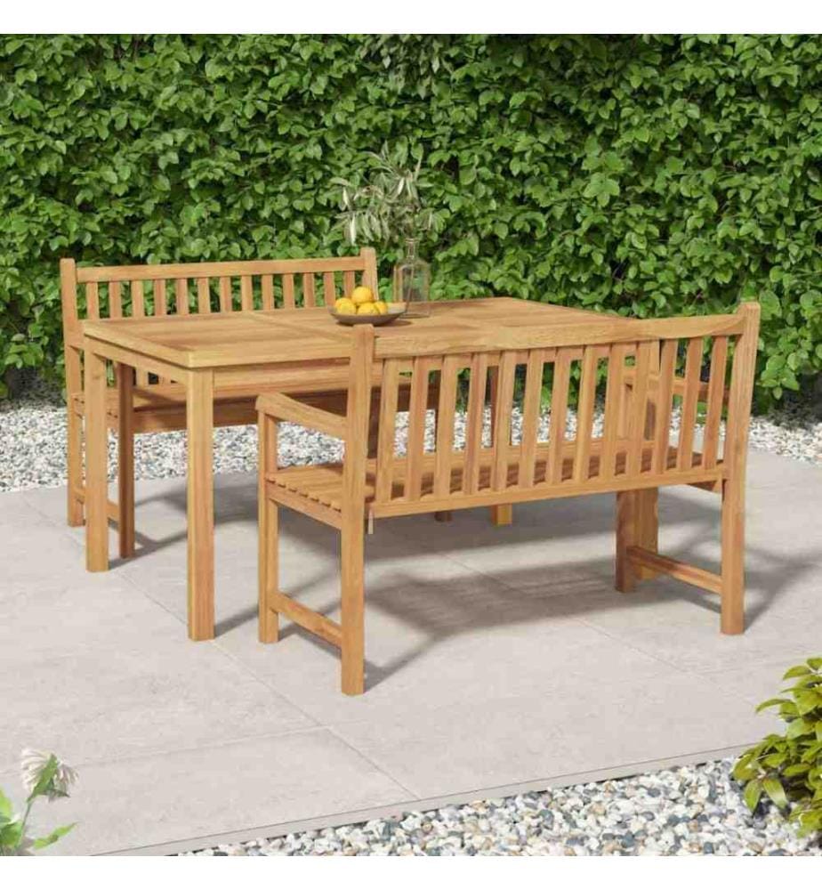 3-tlg. Garten-Essgruppe Massivholz Teak